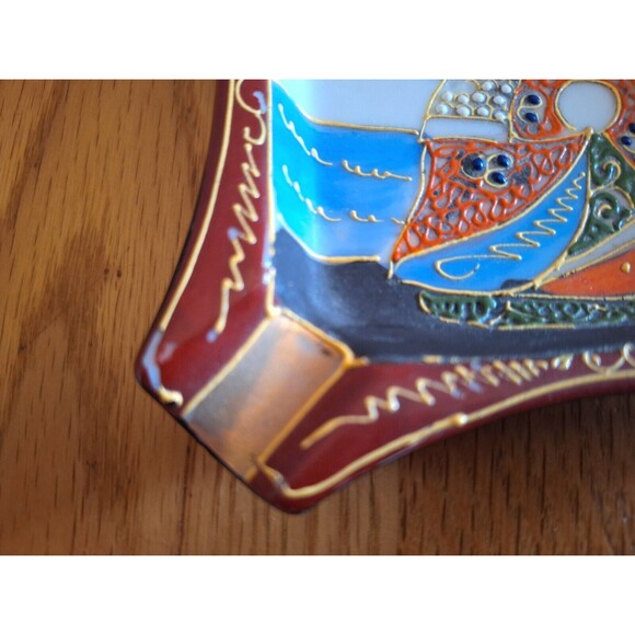 VTG MCM Satsuma Moriage Hand Painted Ashtray And Minature Bud Vase from Japan - Picture 9 of 11